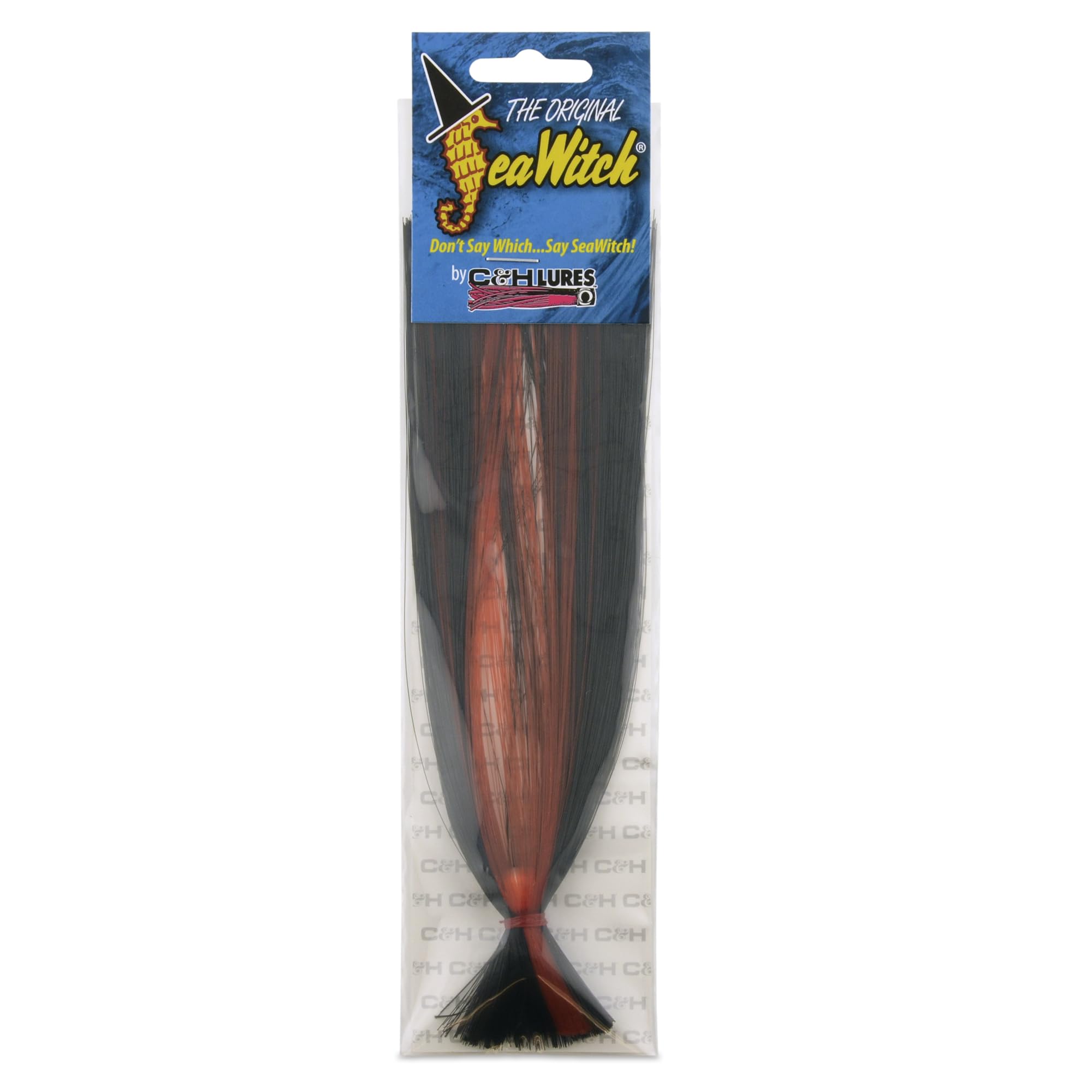 C&H Lures Sea Witch Saltwater Fishing Lure | Realistic Swimming Action | Nylon Skirt, UV-Resistant | Black/Red Skirt, 1/4 oz Head Weight