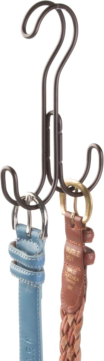 InterDesign Classico Ganchos dobles de metal sobre la barra, organizador de accesorios de armario para corbatas, cinturones, bufandas, bolsos, joyas, 0.8" x 3.9" x 6.1", bronce