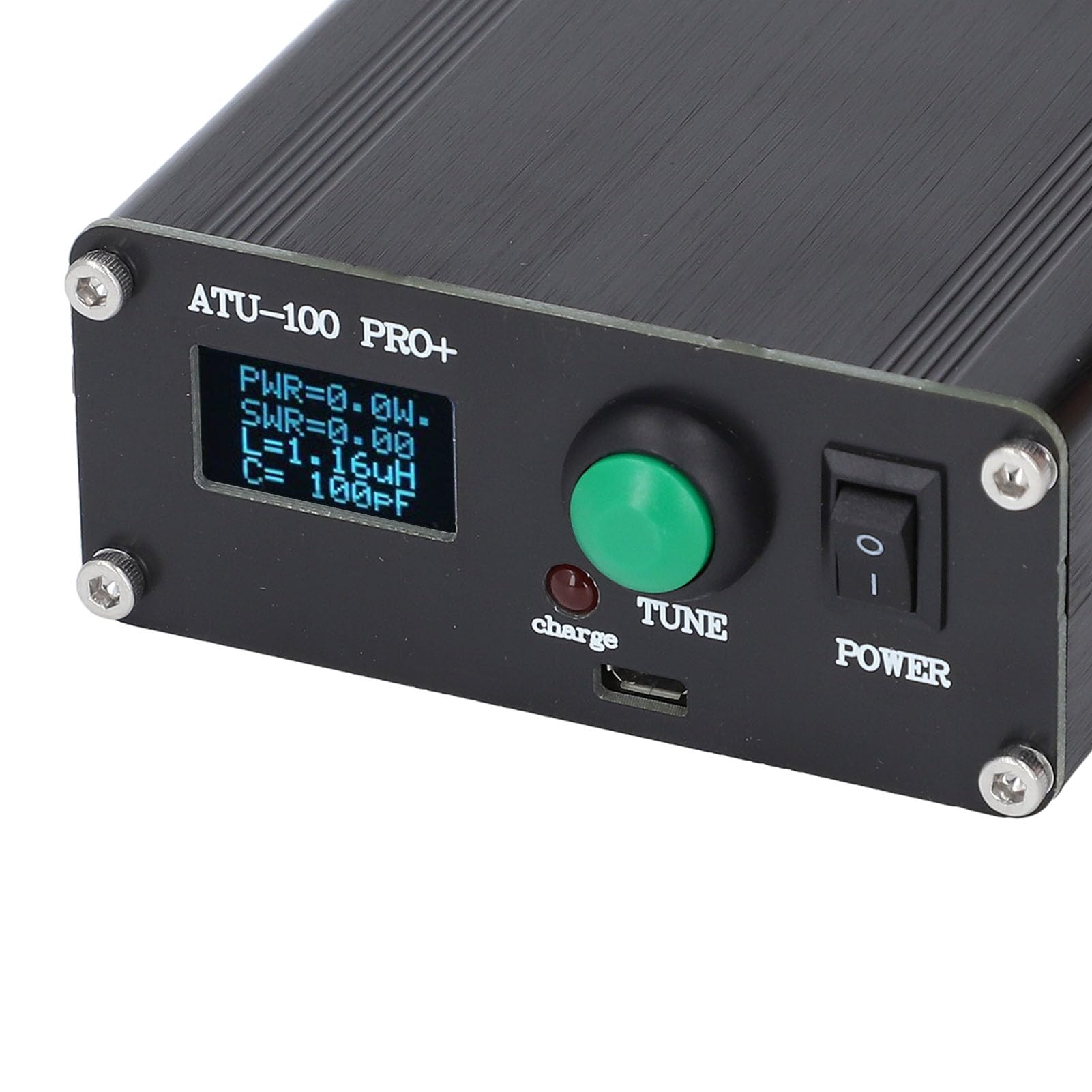 Sintonizzatore Automatico ATU 100 Pro+ per Antenna con Display 0,96 Pollici Ricarica USB Lega di Alluminio e Condensatore SMD per Apparecchiature Radio