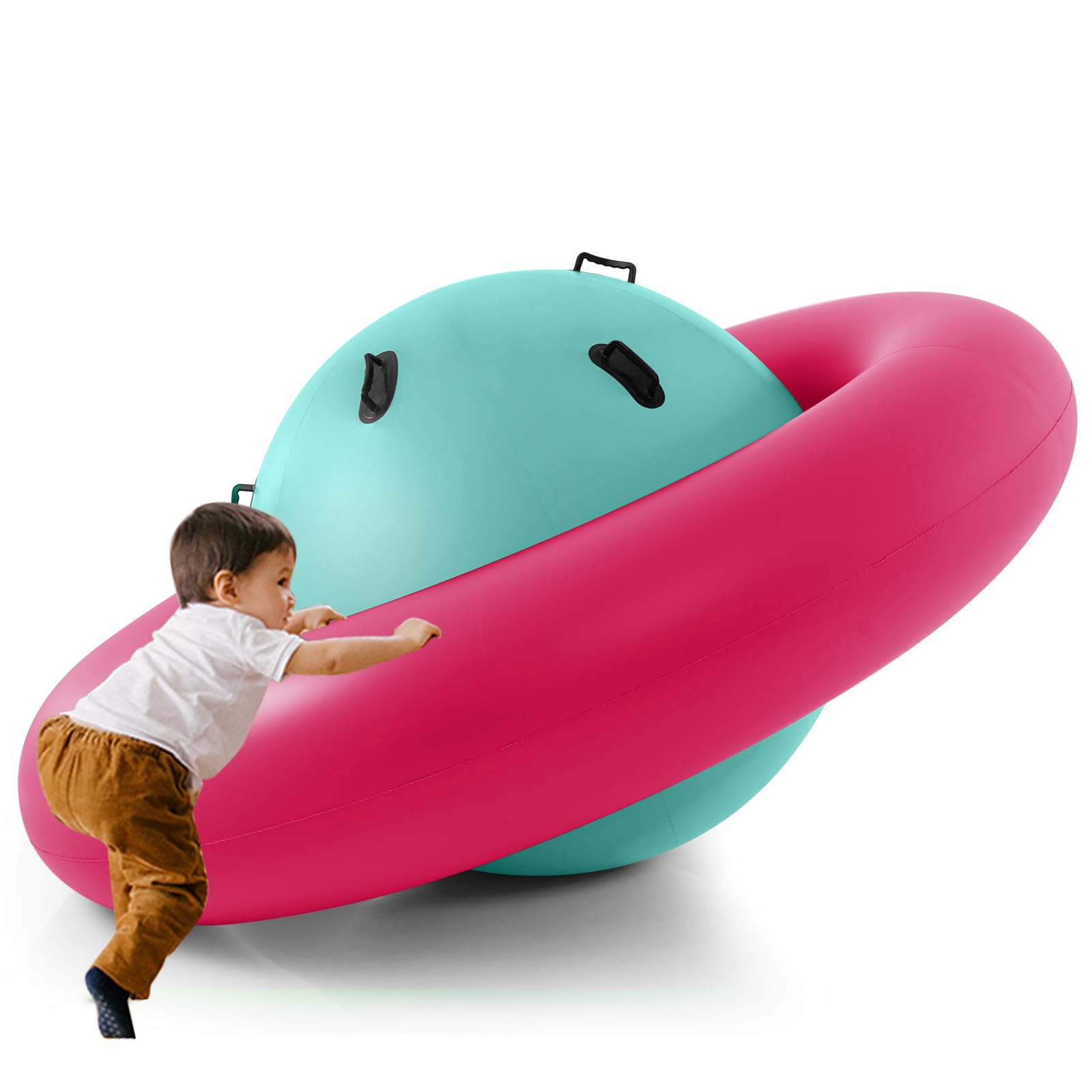 SOARS Aufblasbare Kletterkugel, Hüpfball zum Klettern für Kinder ab 5 Jahren, Kletterkuppel mit 6 Griffen bis zu 113kg belastbar (Grün+ Rosa)