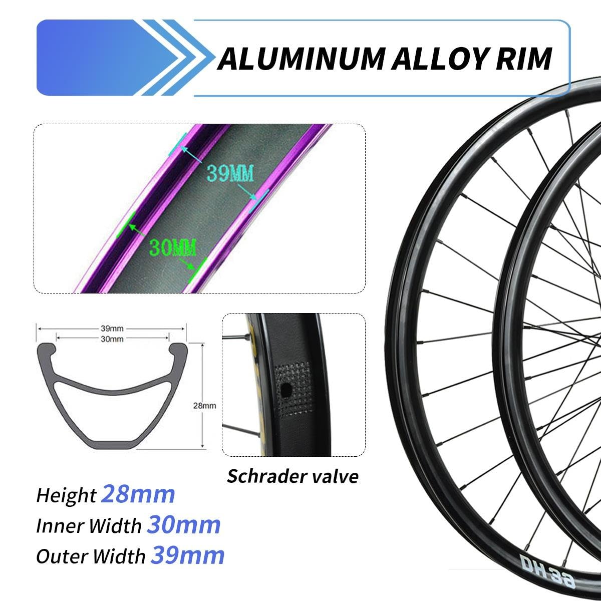 Set Ruote Di MTB 26/27.5/29" Freno A Disco Perno Passante 15*110/12*148mm
