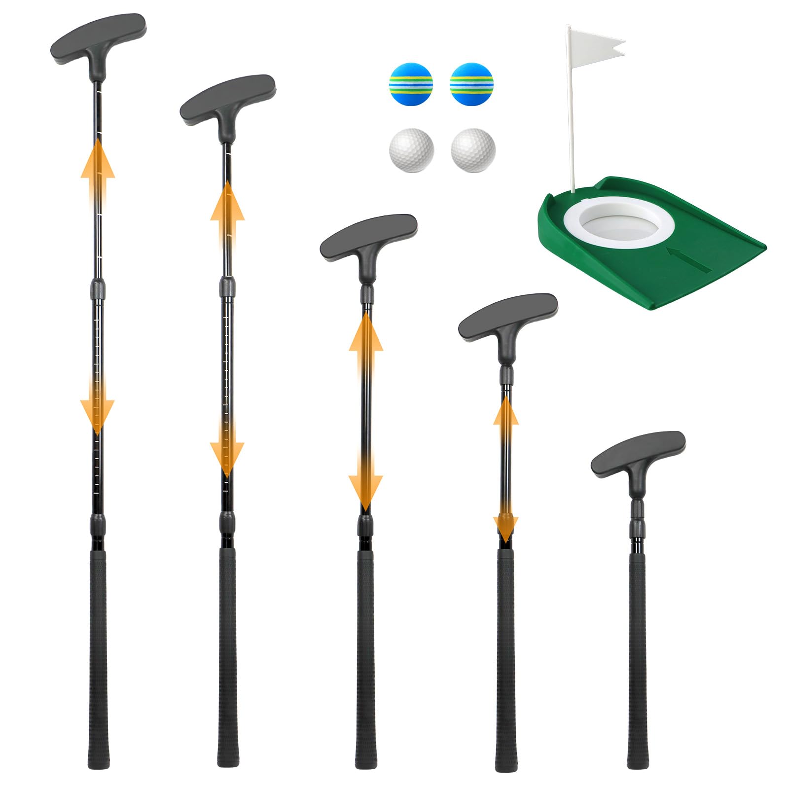 Adjustable Golf Putter, Two-Way Kids Putter for Right & Left Handed, Mini Golf Set for Youth & Junior - 1 Kids Golf Club with 4 Golf Balls & Cup with