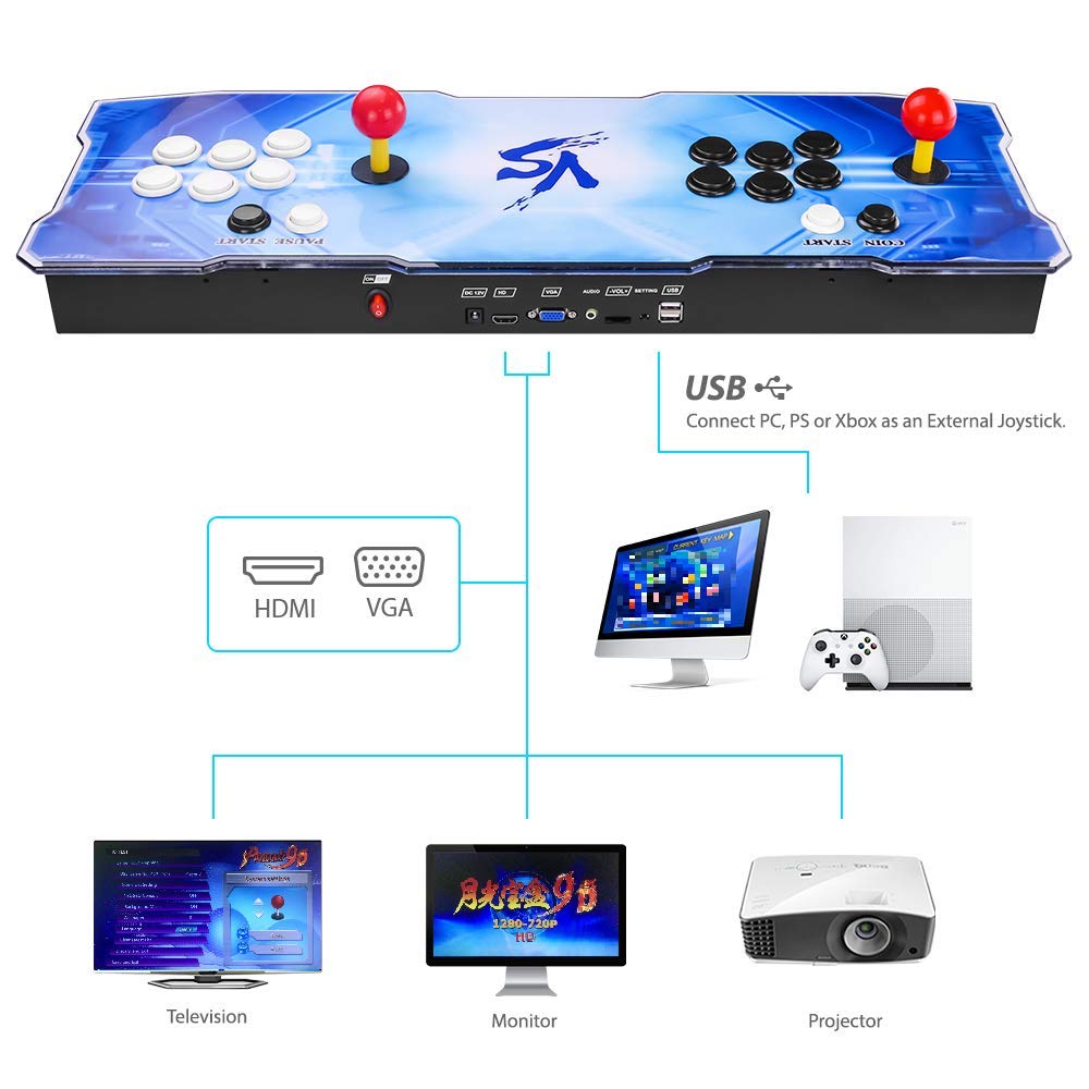 TAPDRA Pandora's Box 9D Multiplayer Joystick and Buttons Arcade Console,  Arcade Games Machines for Home, 9800 Retro Classic Video Games All in One,  Advanced CPU Compatible with HDMI : Amazon.com.au: Electronics