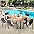 Tangkula 7-Piece Wicker Patio Dining Set, Patiojoy Outdoor Rattan Garden Yard Furniture Set, Acacia Wood Tabletop Dining Table with Umbrella Hole & 6 Stackable Rattan Chairs Set
