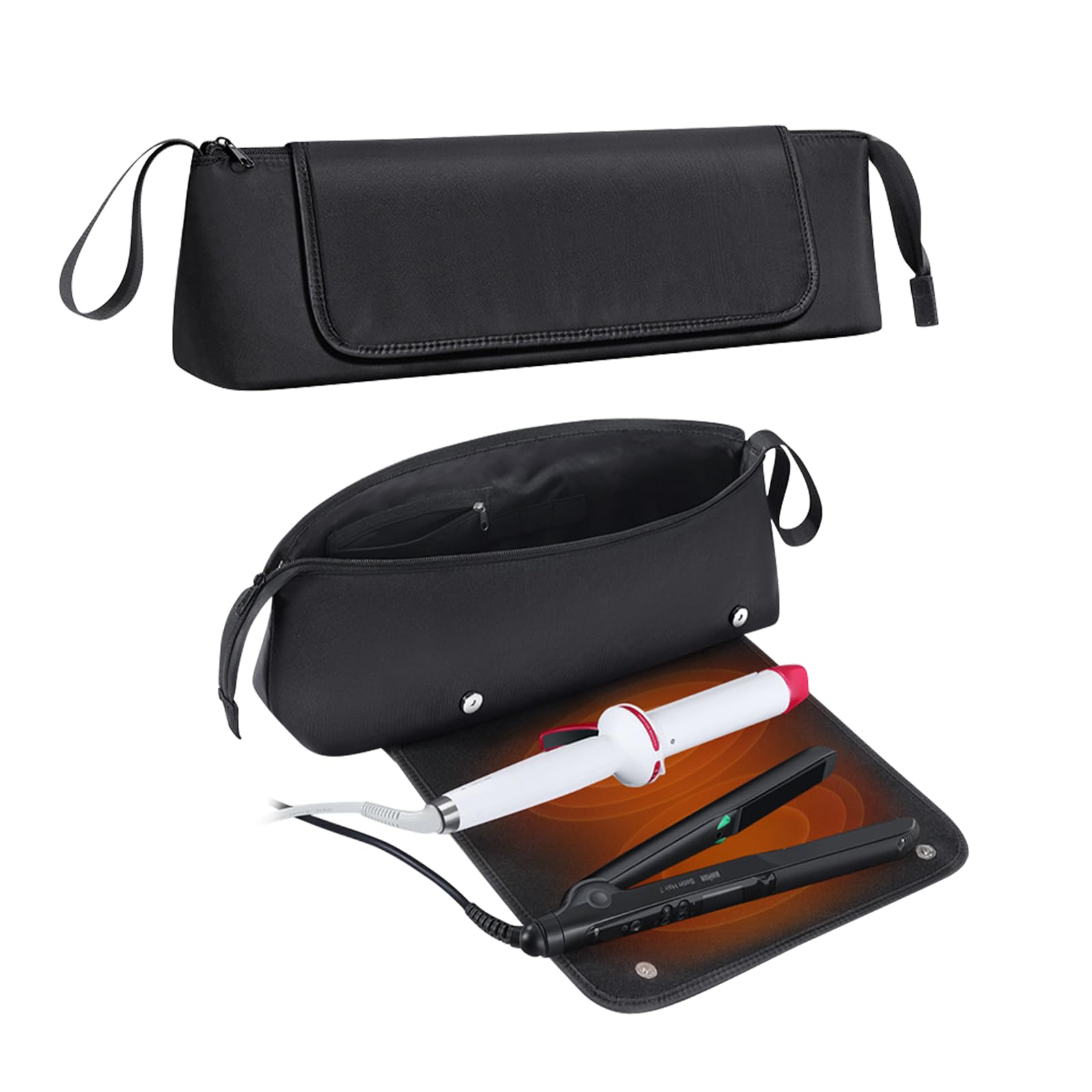 2-in-1 Heat Proof Mat & Hair Tools Travel Bag, Portable Storage for Hair Straighteners Curling Irons