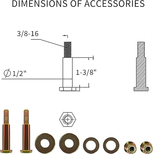 Miniatura 5 de Juego de 2 ruedas de cortacésped de 8 pulgadas para cortacésped de empuje, se adapta a la mayoría de cortacéspedes estándar, incluye pernos, tuercas