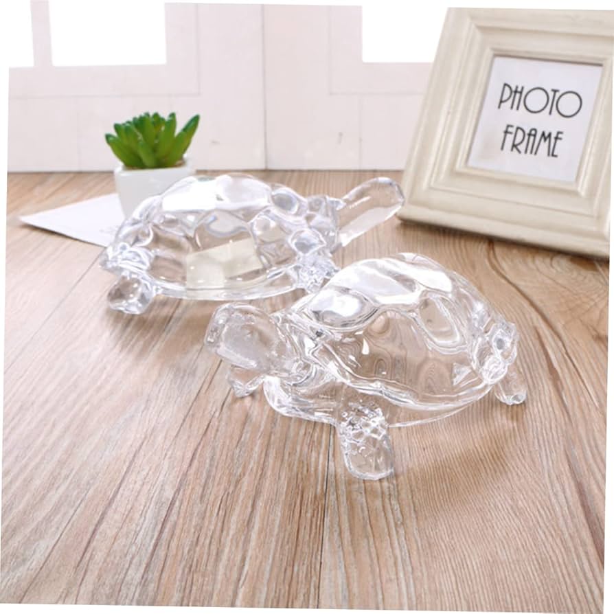Amazon.co.jp: PLAFOPE 2個デスクトップ用ガラス亀置物 透明