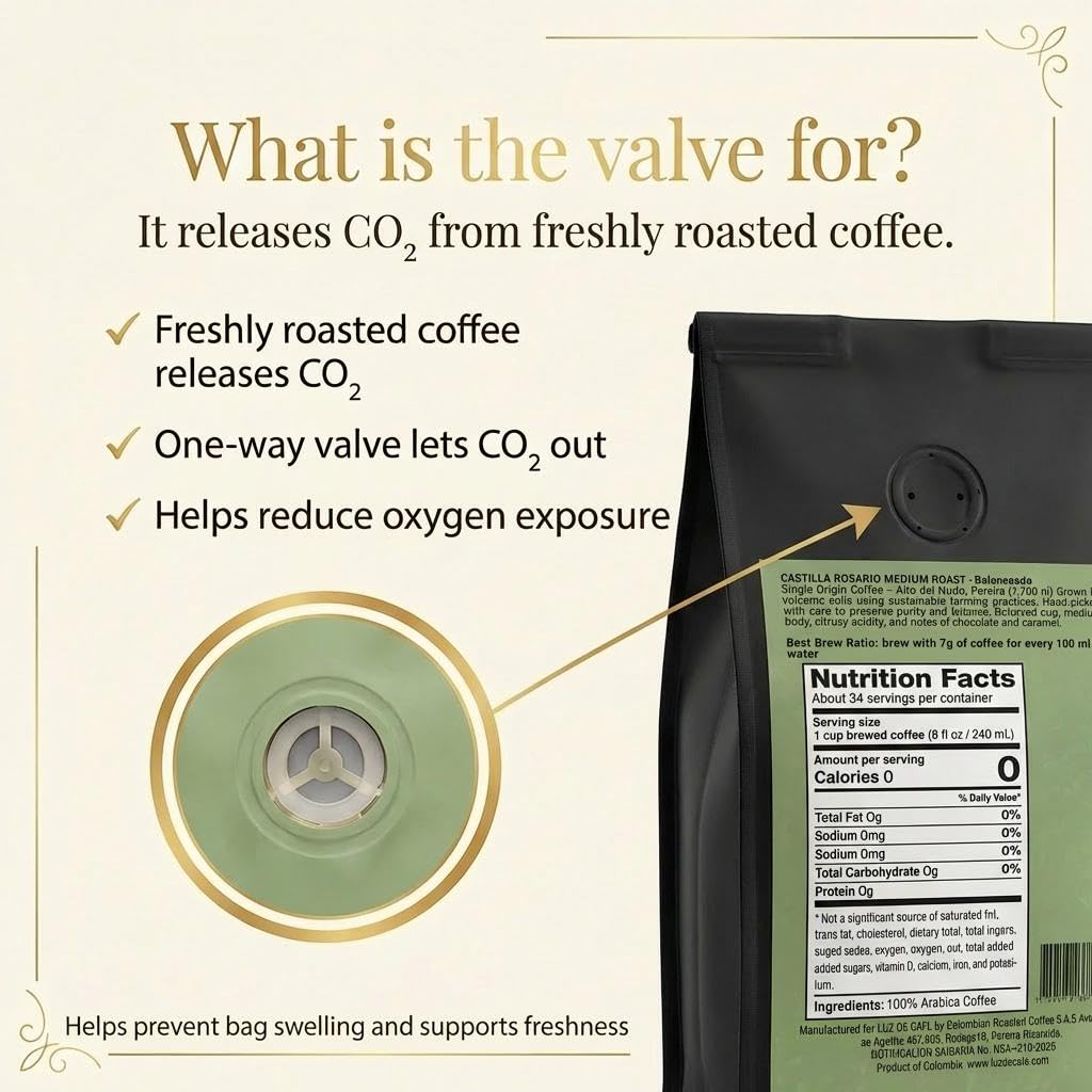 Luz De Cafe - Single Origin Coffee, Castillo Rosario Arabica, Medium Roast, Whole Bean, Specialty Grade