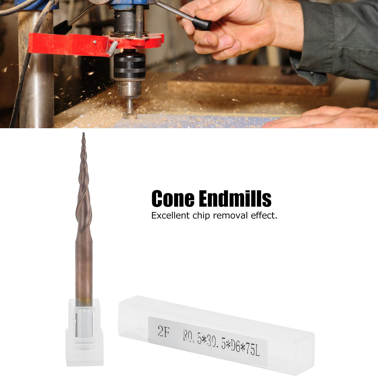 Ejoyous Fresas de Extremo Cónico Fresas de Cono de Acero de Tungsteno con Punta de Carburo Broca de Enrutador en Espiral con Punta Esférica para Cortar Fresado Ranurado en Máquinas de Grabado CNC
