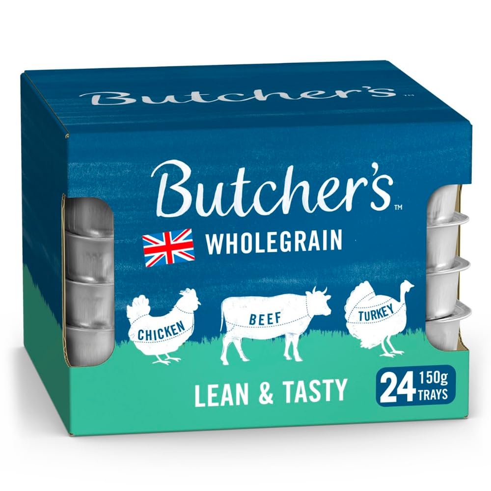 Butcher's Ricette magre e gustose a basso contenuto di grassi Vassoi per cibo umido per cani, confezione varietà, 24 x 150 g
