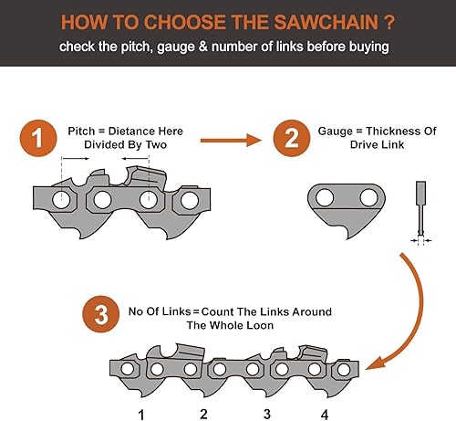 Miniatura 4 de Savior Cadena de motosierra S45 de 12 pulgadas, paso LP de 38 pulgadas, calibre 050 pulgadas, 45 eslabones de transmisión, hoja de cadena para