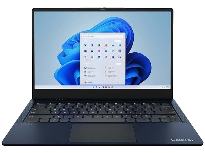 Gateway 15.6 HD Ultra Slim Notebook en Azul Marino Intel Dual Core hasta 3.1Ghz 4GB DDR4 128GB SSD Ajustado por Audio THX HDMI Webcam de Cortana W11 (Renovado)