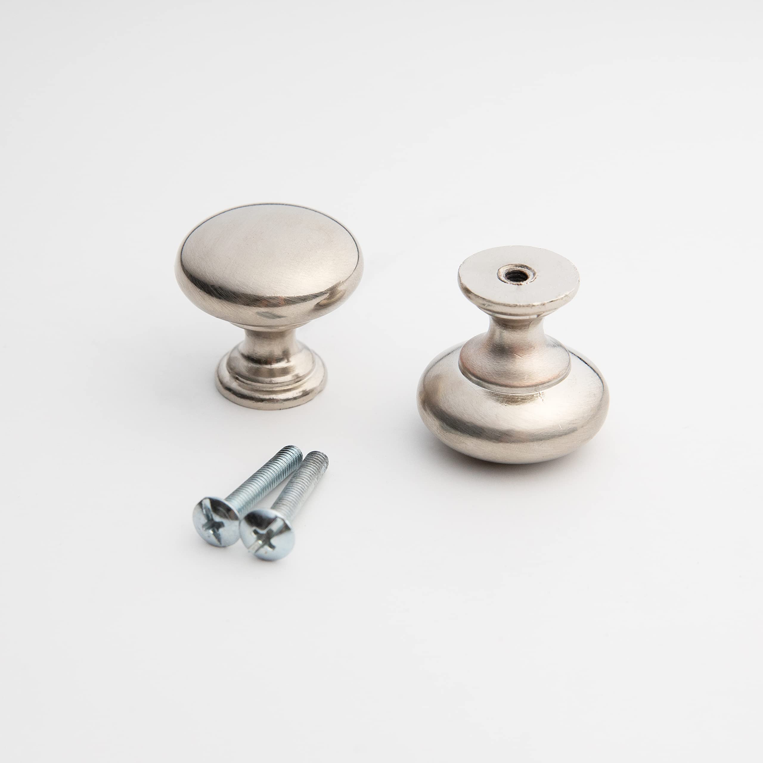 Harmac House Brushed Nickel Round Cabinet Knobs 2 Pack Pull Handles, 1.18 Inch/30Mm Diameter,Kitchen Cupboard, Bedroom Dresser, Bathroom Wardrobe Door Handle Mushroom Handles Knobs(2)
