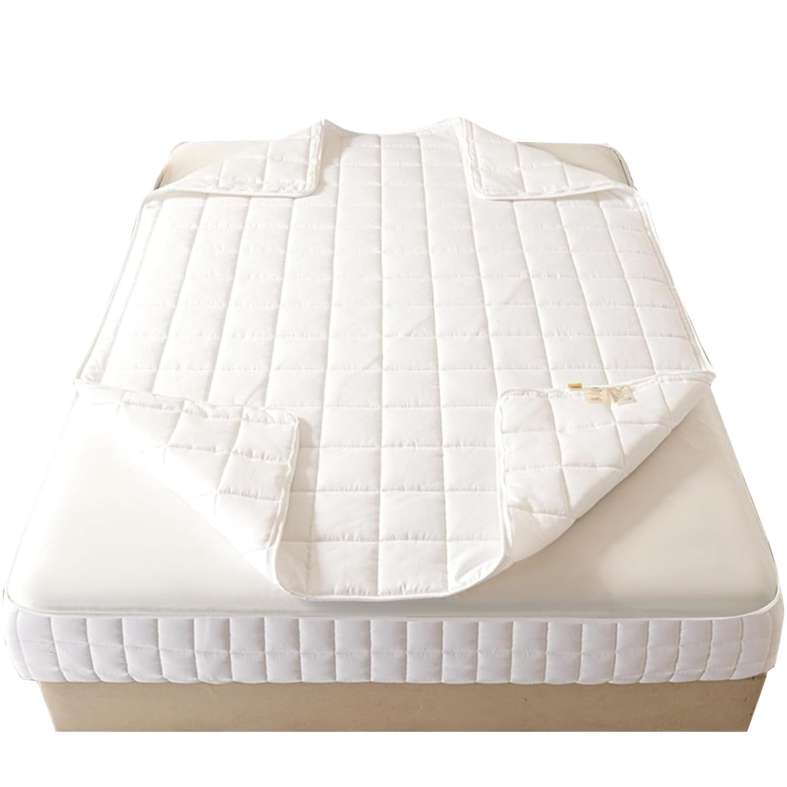 Coprimaterasso Singolo Matrimoniale Con Cerniera Copri Materasso 1 Una Piazza E Mezza,Fodera Per Materasso 120x190/160x190/120x200 Imbottito Personalizzabile Trapuntato(Bianco,160x190x20cm)