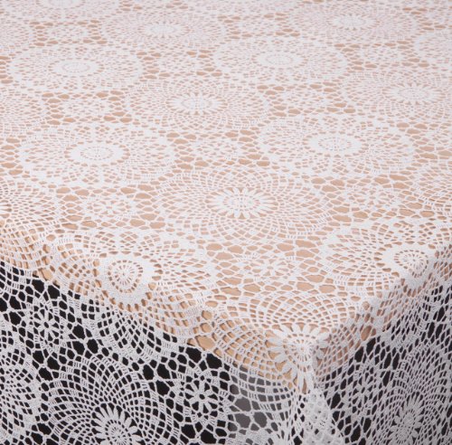 TISCHDECKE in Häkelspitze Optik, Meterware, Weiss, 100x138 cm, Länge wählbar, Beautex Cover