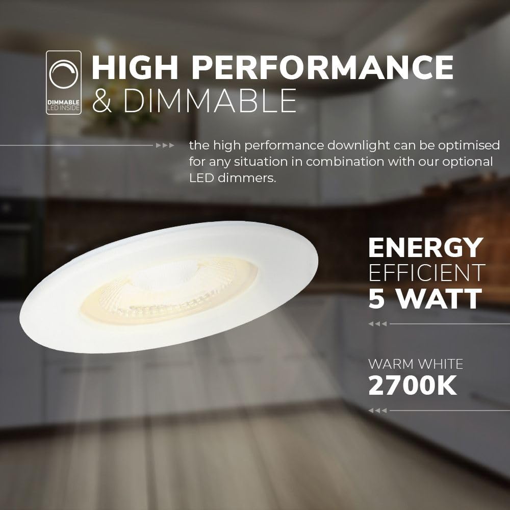 HOFTRONIC 6 faretti LED dimmerabili Nola - Bianco - 5 Watt - 2700K Luce calda - IP65 per interni ed esterni