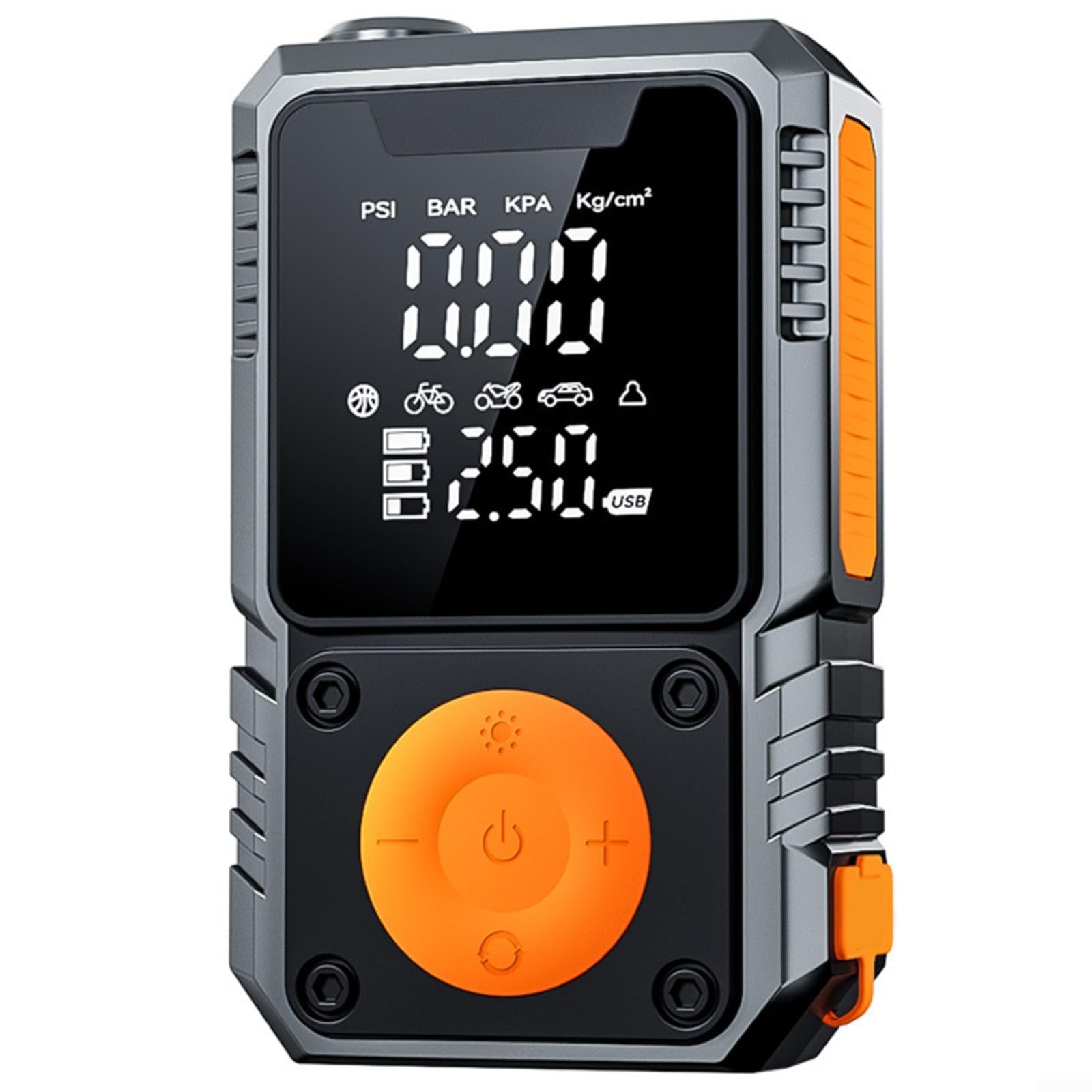 Avviatore di emergenza per auto da 7200 mAh e pompa ad aria con gonfiaggio 150 PSI, ricarica di tipo C, illuminazione a LED, materiale ABS, design portatile (4 x 1500 mAh)