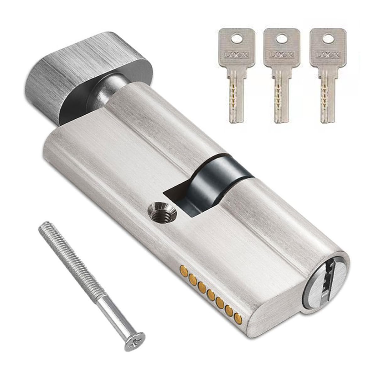 35T/35 Thumb Turn Euro Cylinder Lock (70mm), Euro Door Barrel Lock with 3Keys, Anti-Drill and Anti-Pick Barrel Profile Lock High Security for Wooden, UPVC and Composite Doors