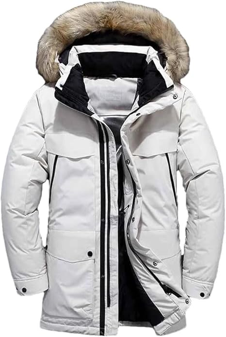 Doudoune Longue Homme Avec Capuche - Remplissage Duvet De Canard, Coupe-vent - Pour L'hiver, Sports De Neige, Randonnée