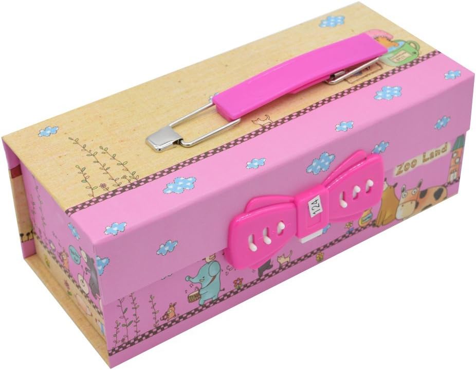 GOORCC Unique Creative Children Cute Pen Box Pencil Holder, Password Pen Organizer (Pink)