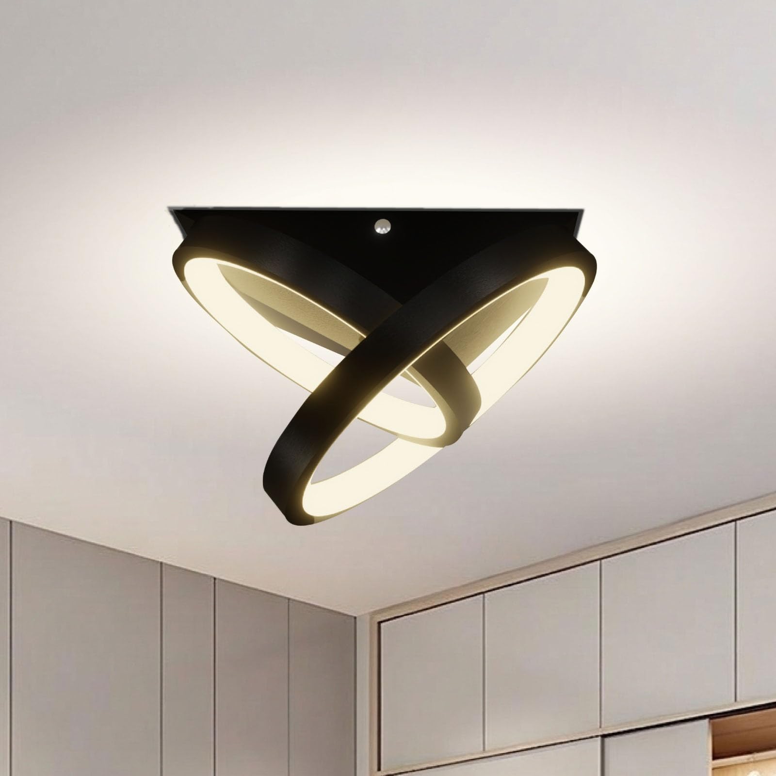3-Color 50W LED Ceiling Light | Warm, Natural & Cool White Modes | CRI 97 High Color Accuracy | Modern Surface Mount Light for Bedroom, Study & Corridor (Dual Circle Black)-image-24