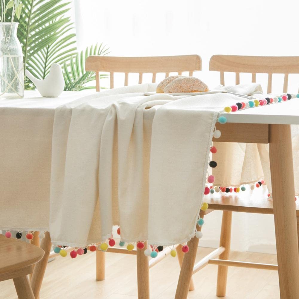 Manteles Mesa Antimanchas Resistente Al Desgaste para Bufé Fiesta Cena Boda Picnic y Más White 140 × 180cm