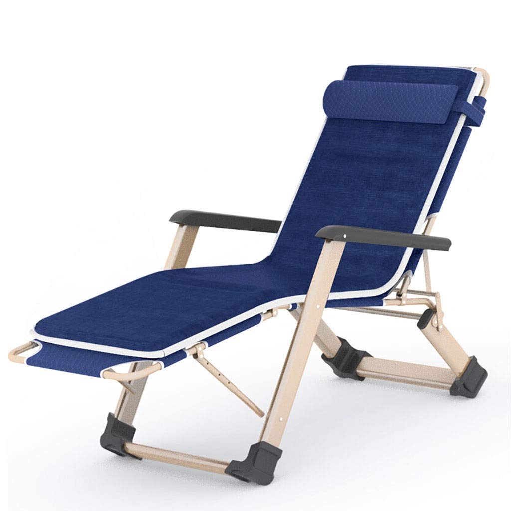 Chaise longue inclinable rembourrée en tissu Oxford double bleu