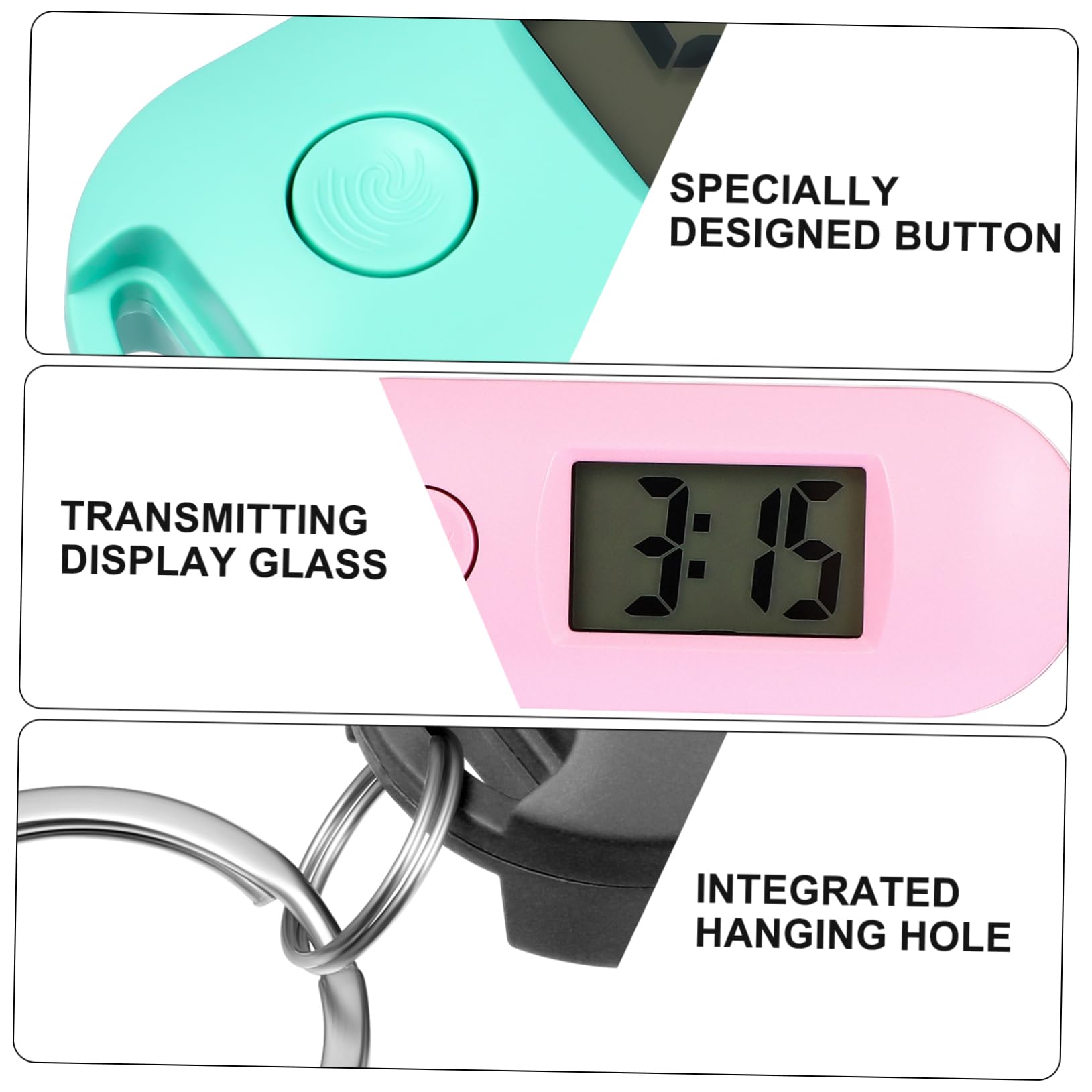 NUOBESTY Relojes De Silenciosos Luminiscentes Verde Azul Negro Rosa Gris para Estudiantes Exámenes Y Piezas X 3