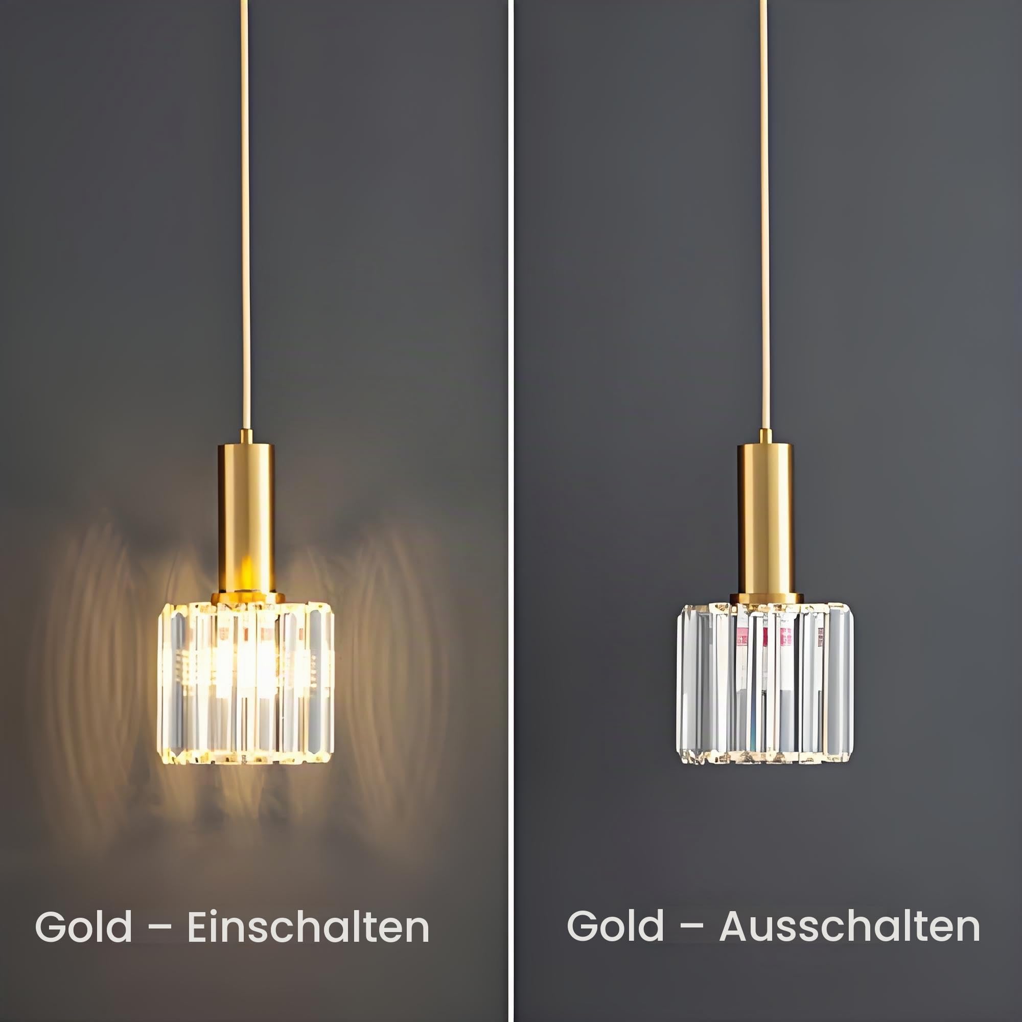 Moderne Mini Kristall Pendelleuchte für Küche Insel Esszimmer Schlafzimmer,Gold Kristall Decke Lampe Hängelampe(1-Flammig)