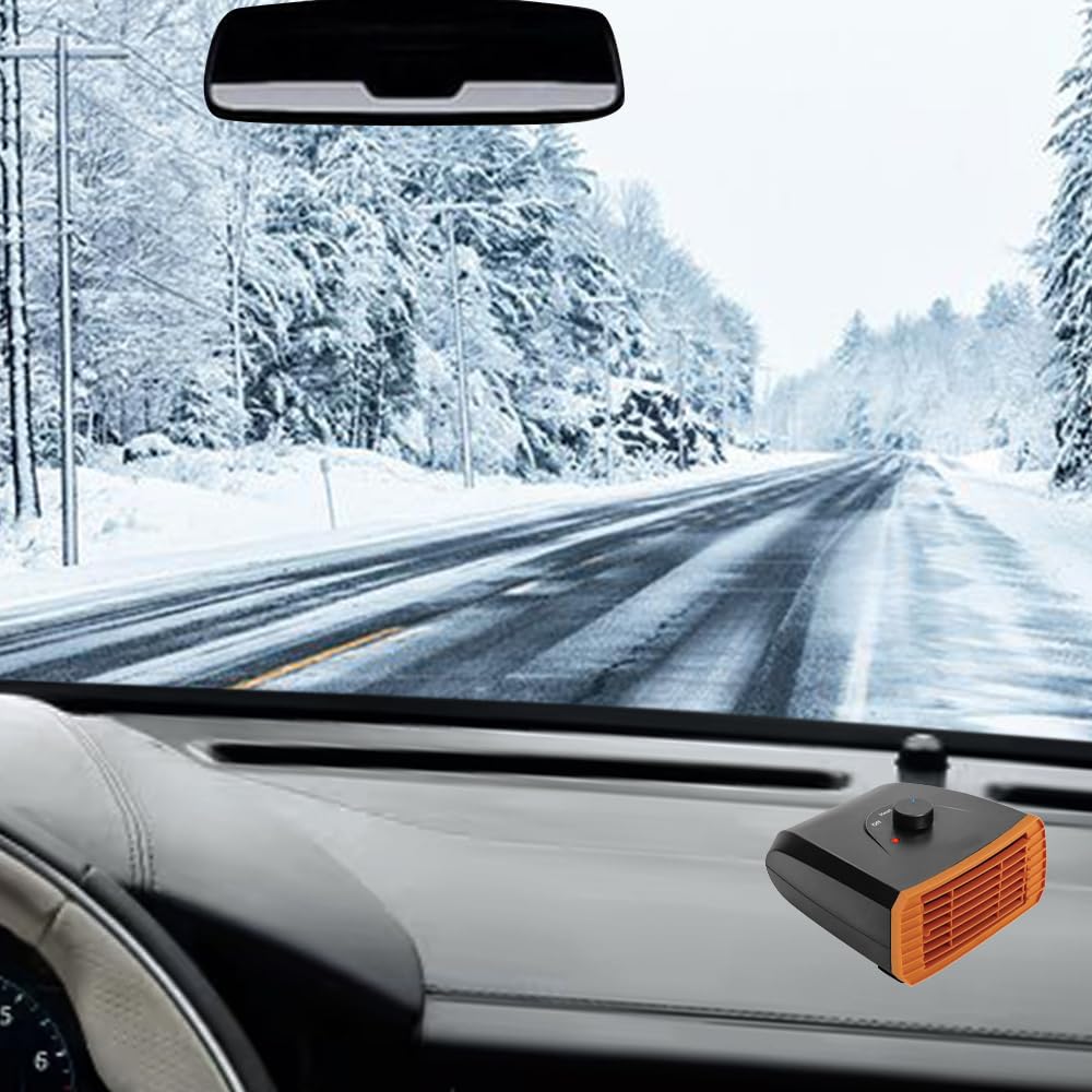 Riloer 150W 12V 2 en 1 Voiture Auto Allume-Cigare Chauffage, Ventilateur De Refroidissement Dégivrage Antibuée 120W Portable Chauffage De Voiture Dégivreur
