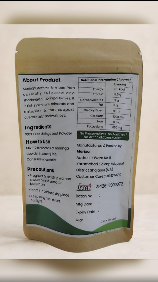 MORIXA “Moringa Leaves Powder 100g (50g x 2) | 100% Natural & Organic | Combo Pack” 2