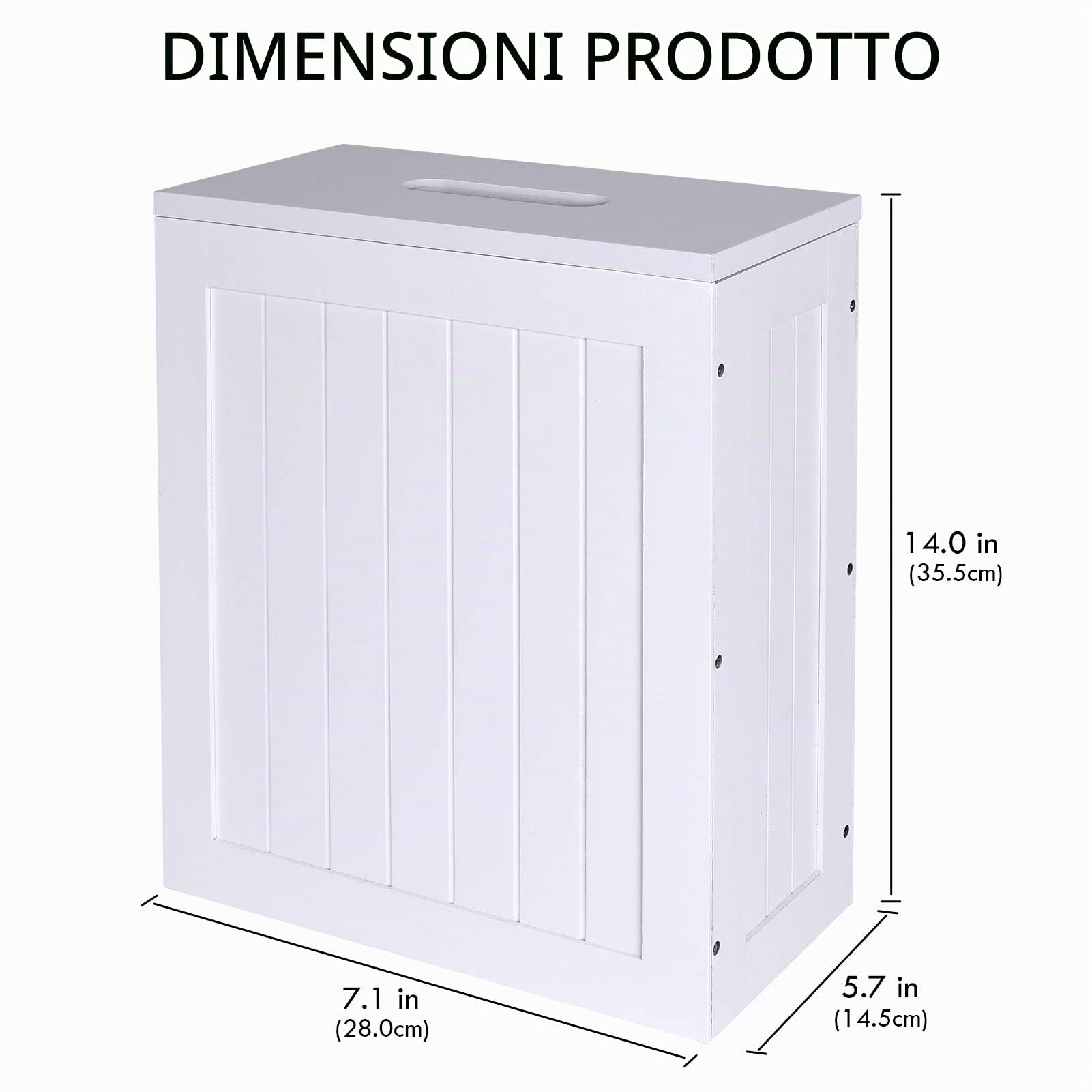 Mobiletto sottile da bagno, contenitore in legno per carta igienica, scatola compatta da bagno, contenitore multiuso in legno per ordine e pulizia