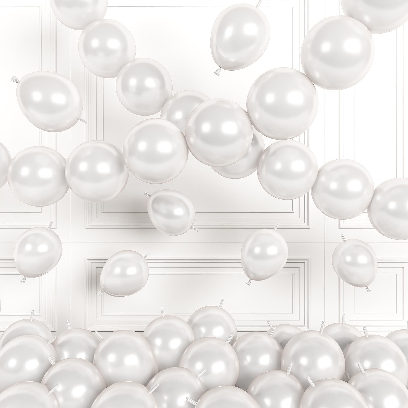 Pearl White Link Balloons,120Pcs 6Inch White Linking Balloons
