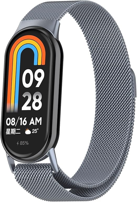 Straps Compatible with Xiaomi Smart Band 10 Strap, Metal Mesh Woven Stainless Steel Wristband Replacement Business Watch Band for Xiaomi Mi Band 10 (Gray)