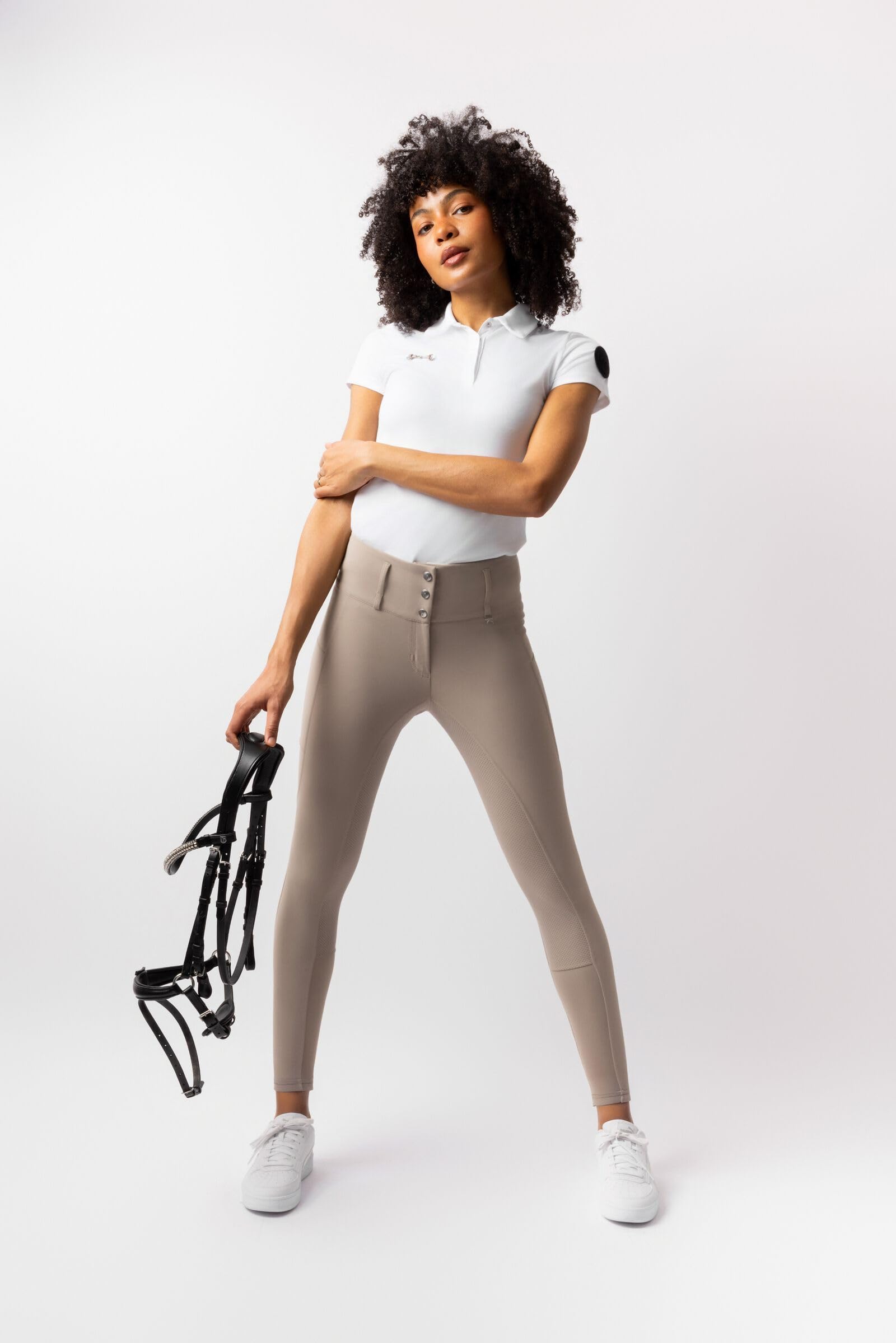HORZE Damen Vollbesatz-Reithose Leonie – Bequeme Reithose mit Silikon-Grip, Hohem Bund & Perfekter Passform – Braun, 36