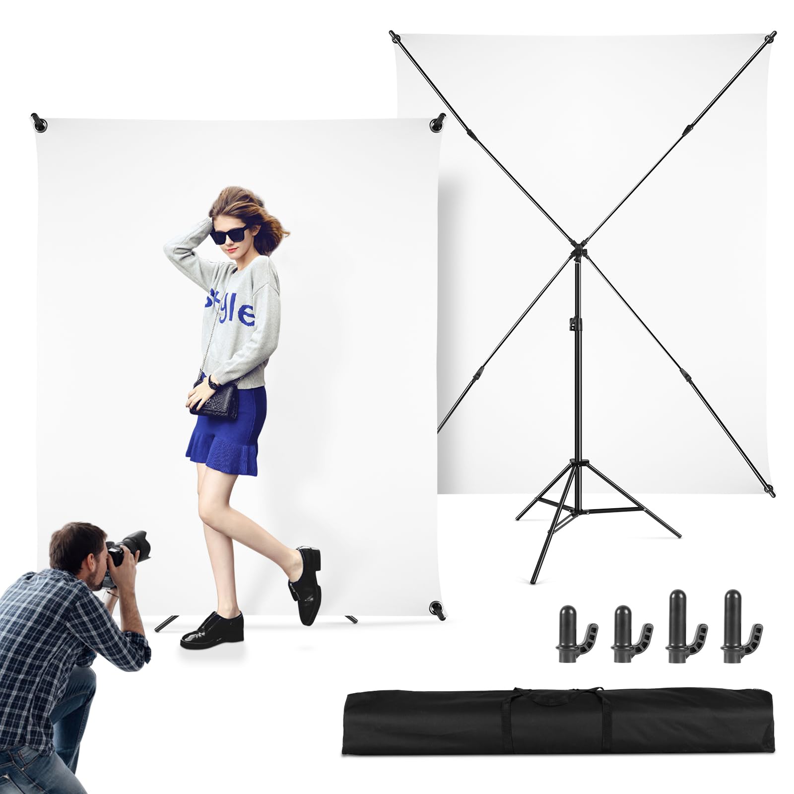 Pantalla blanca con soporte de 1,5 x 2 m, pantalla blanca con fondo ajustable, soporte para streaming, juegos, Chroma Key, estudio fotográfico, grabación de vídeo, fotografía