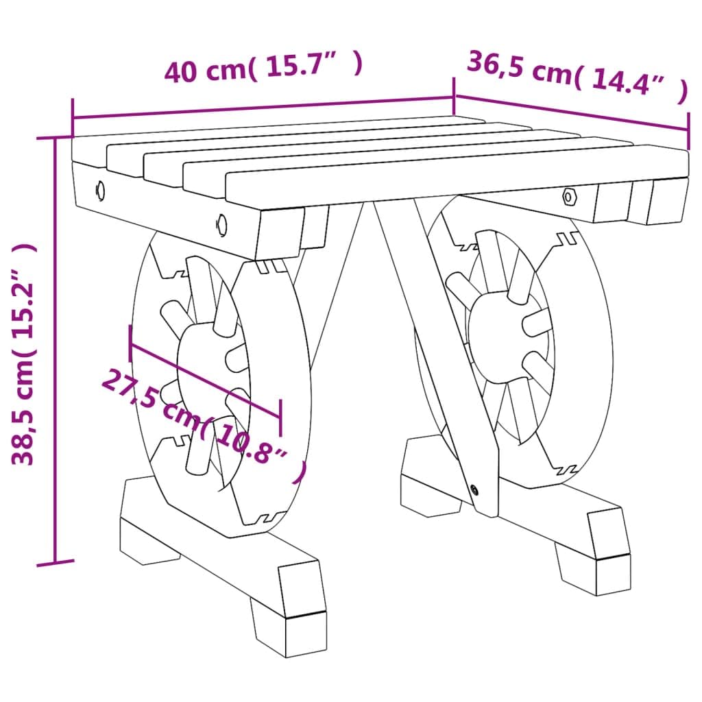 Set di 2 sgabelli da giardino in legno massiccio di abete rosso, 40 x 36,5 x 38,5 cm, design a carrello, per esterni, con braccioli, robusti mobili da giardino per balcone, terrazza