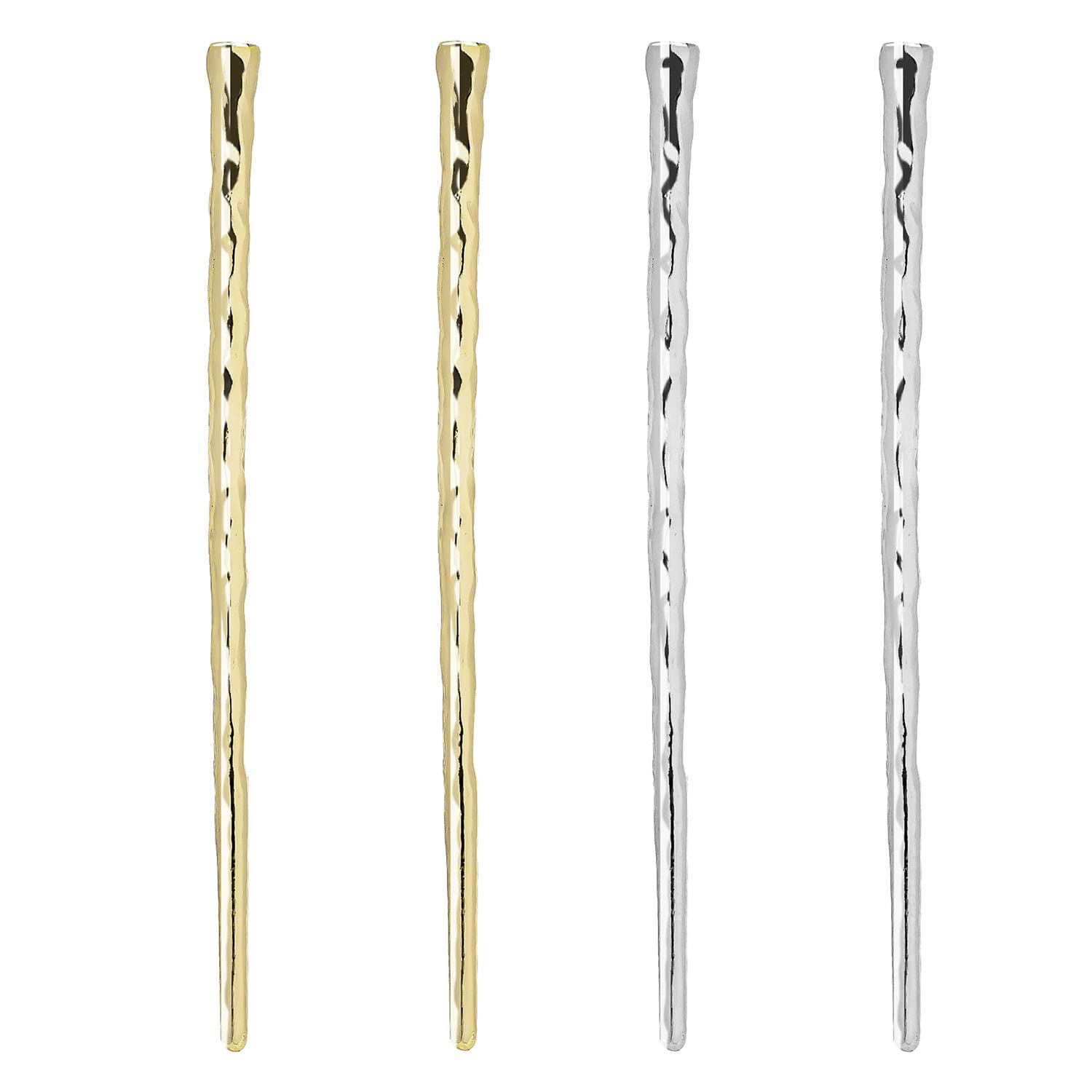 4pcs Metal Hair Chopsticks, Gold and Silver Bun Hair Sticks | Alloy Hair Pick, 4.9inch, Hair Charms for Girl Women