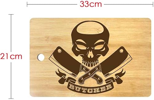 Miniatura 4 de The Geeky Days Calavera con cuchillos de carne cruzados, tabla de cortar de madera grabada personalizada, decoración gótica del hogar, carne