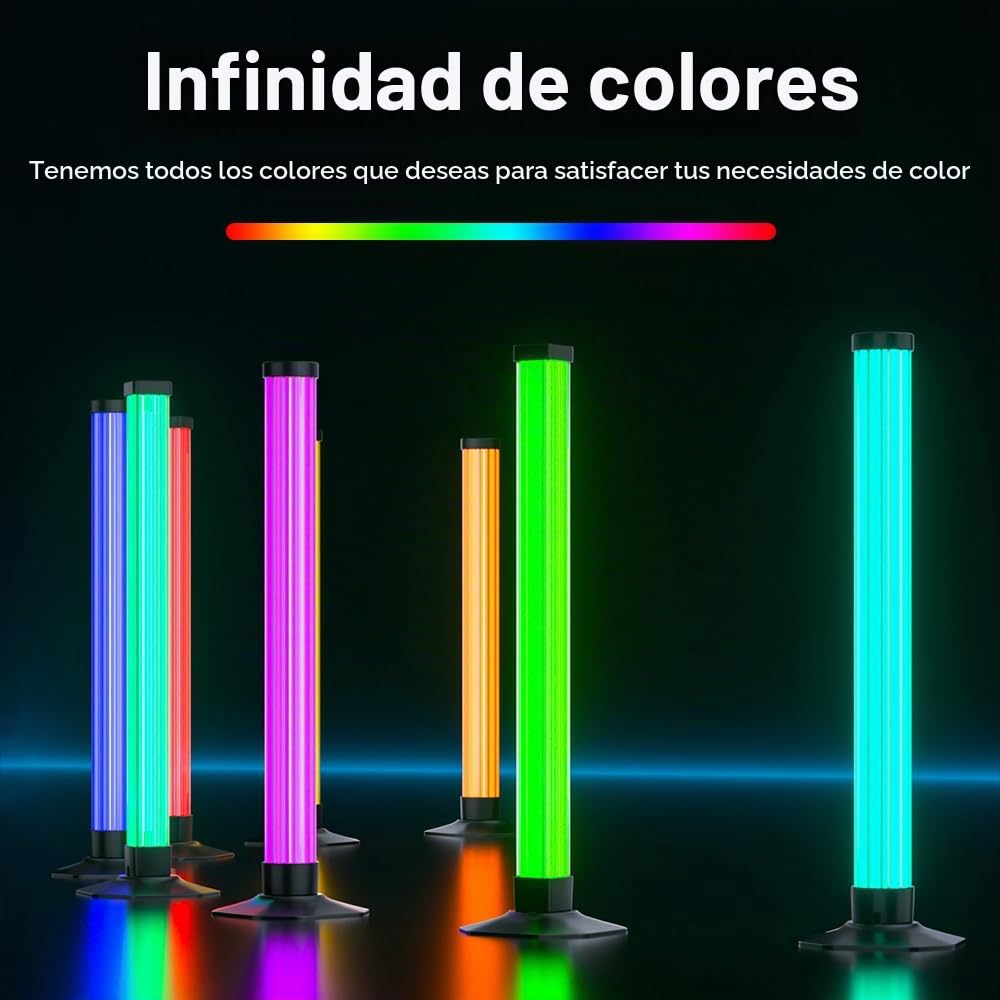 Barra LED RGBIC 43cm, Retroiluminación TV 360°, Pack de 2 | Luz 360 Grados; Largo de 43 cm, Sincronización Música; Efectos RGBIC; Puerto USB 5V; Control por Cable y App