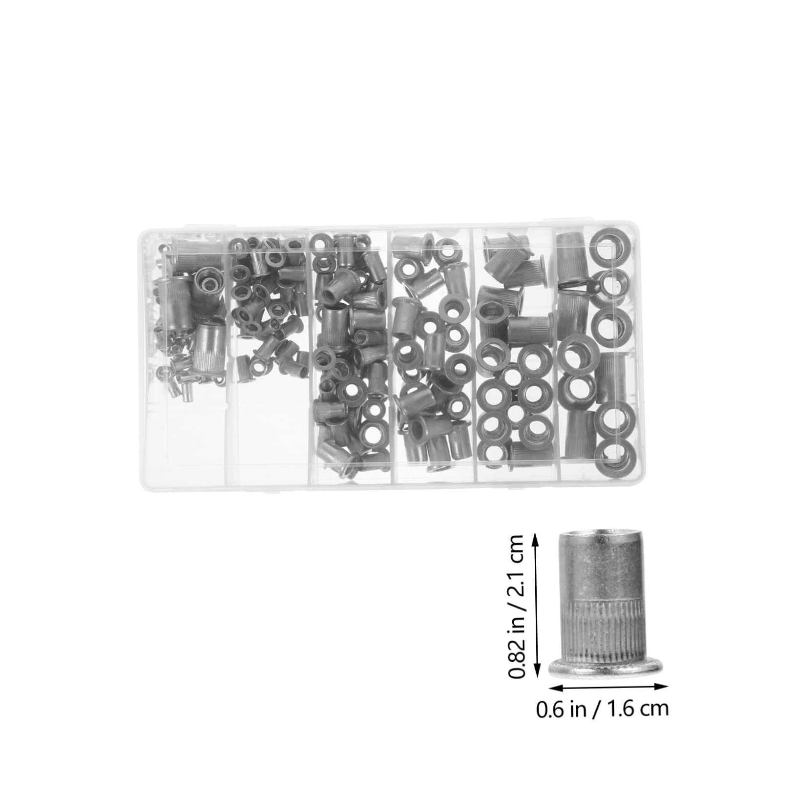 Cabilock 190pcs Rivet Nut Assorted Aluminum Alloy Flat Head Rivet Nuts Organized Storage Case for Quick Access High Strength Load Bearing Threads Easy Installation
