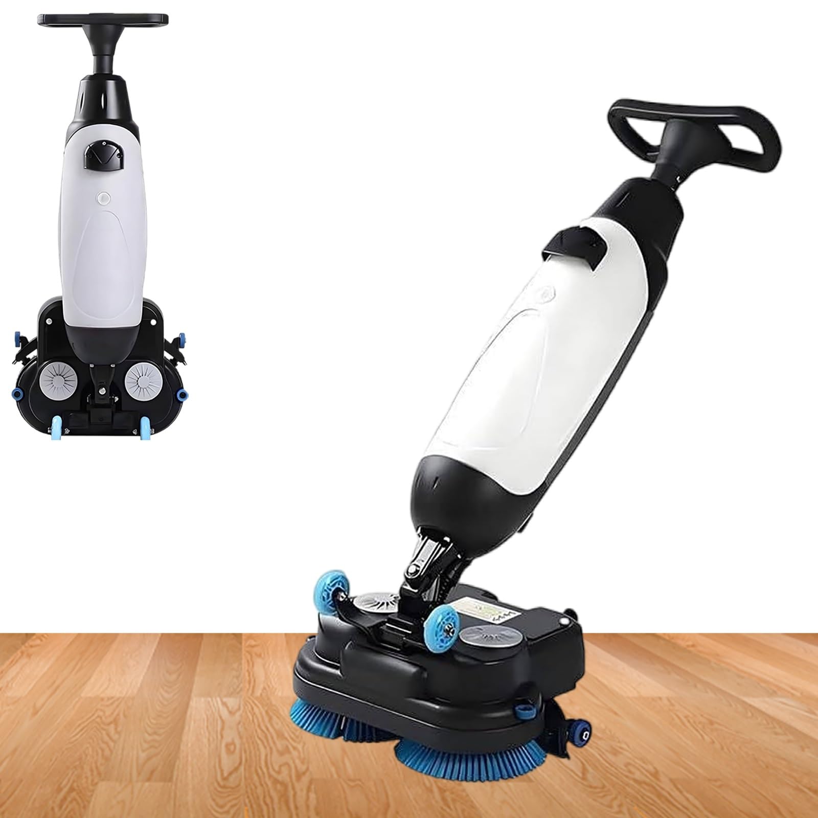 Lavapavimenti uomo a terra, percorso di pulizia da 17",potenza spazzola 2x200W e doppi serbatoi da 4,5l+7,5l,65-73 db,copertura 13.000 piedi quadrati/ora,for pavimenti in legno e piastrelle(White)
