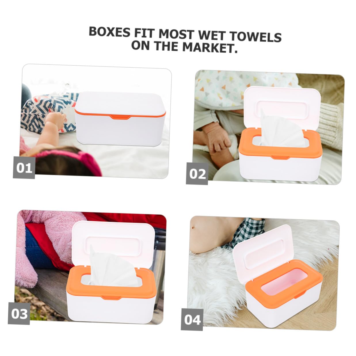 2pcs Wipe Dispenser Box with Lid Refillable Diaper Wipes Holder Sealed Design Plastic Tissue Storage Case for Travel and Bathroom Use