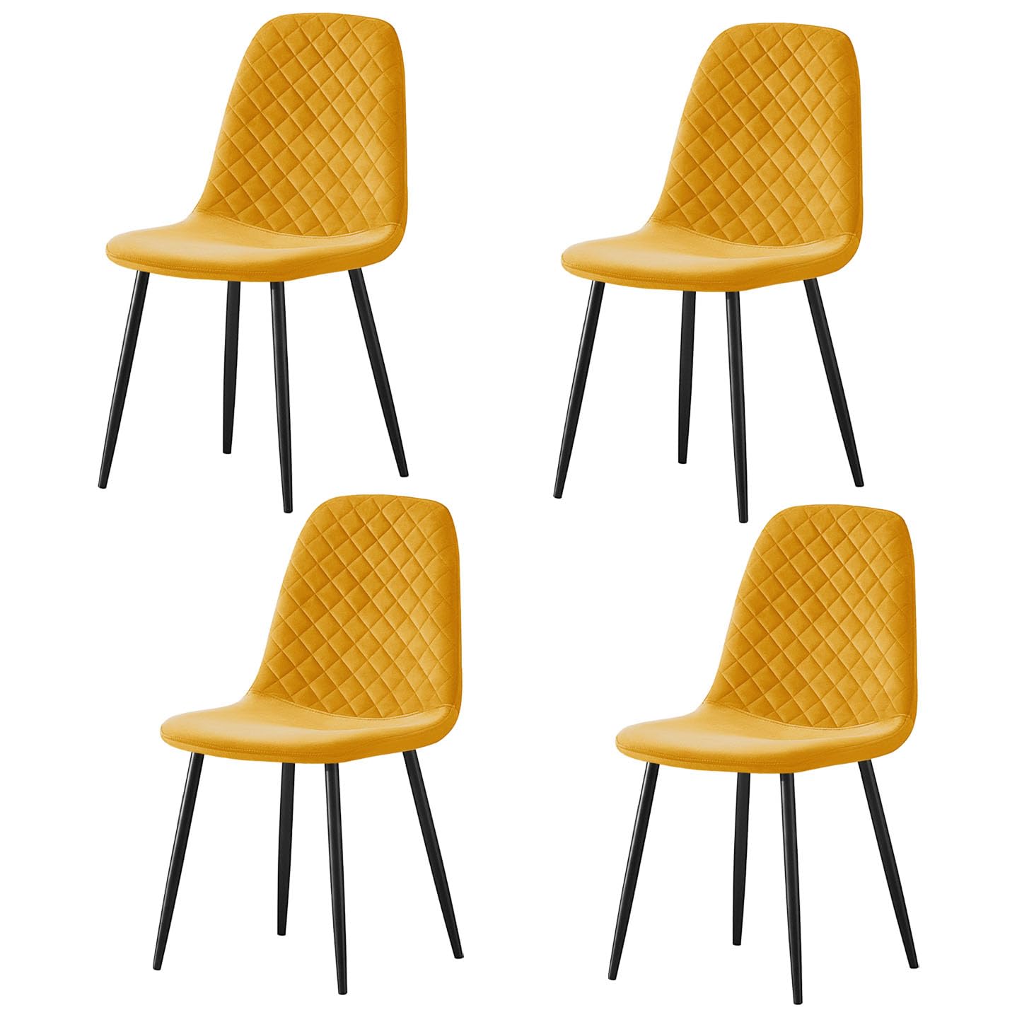 AINPECCA Set of 4 Velvet Dining Chairs Fabric Upholstered seat with Metal Legs Dressing Lounge Home (4, Yellow) — image 1