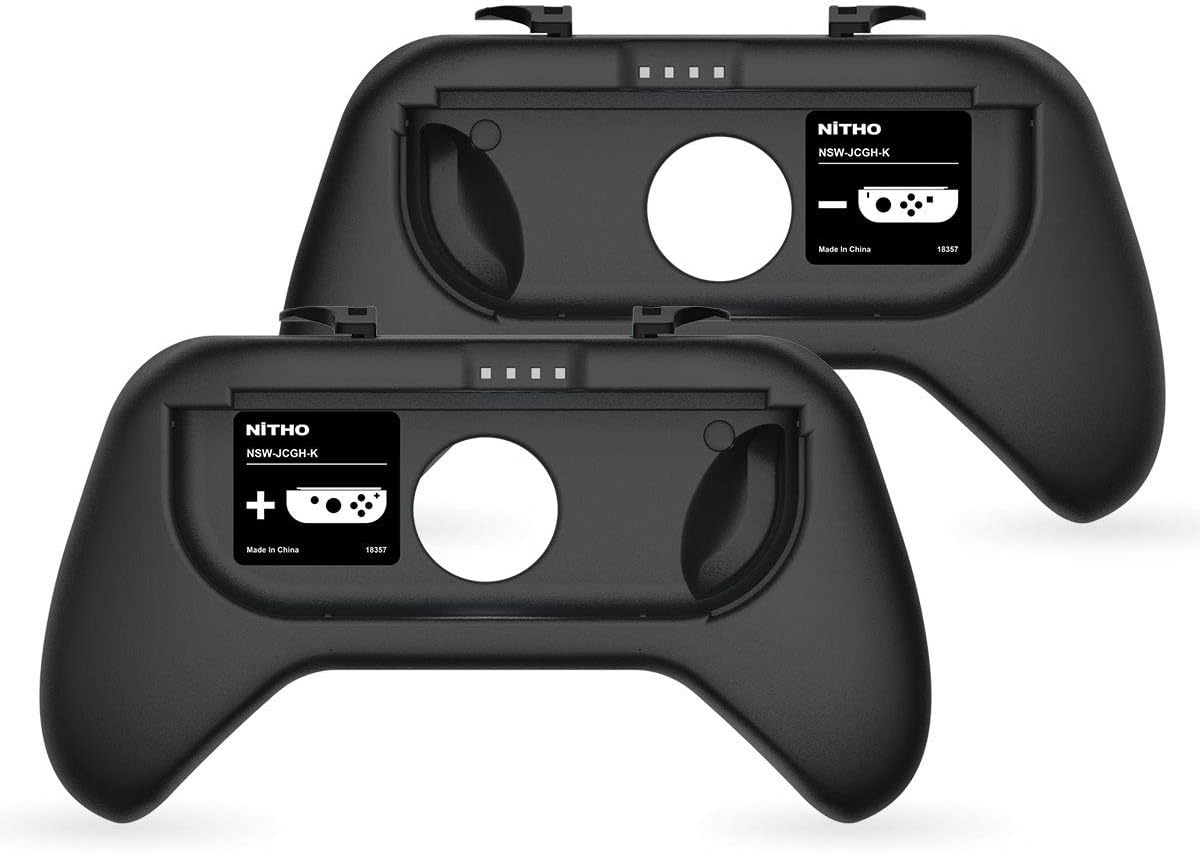 Nitho Switch Joy-Con Grip Handles, 2X Set Case Grip Controller Accessories, Compatible With Nintendo Switch Joycon Controller, Black