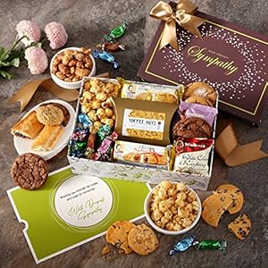 Broadway Basketeers Sympathy Gift Basket for Condolences, Delivery with Prime Gourmet Treats Gift Box, Individually Wrapped Desserts & Snacks Care Package for Men, Women, Grief, Memorial, Remembrance