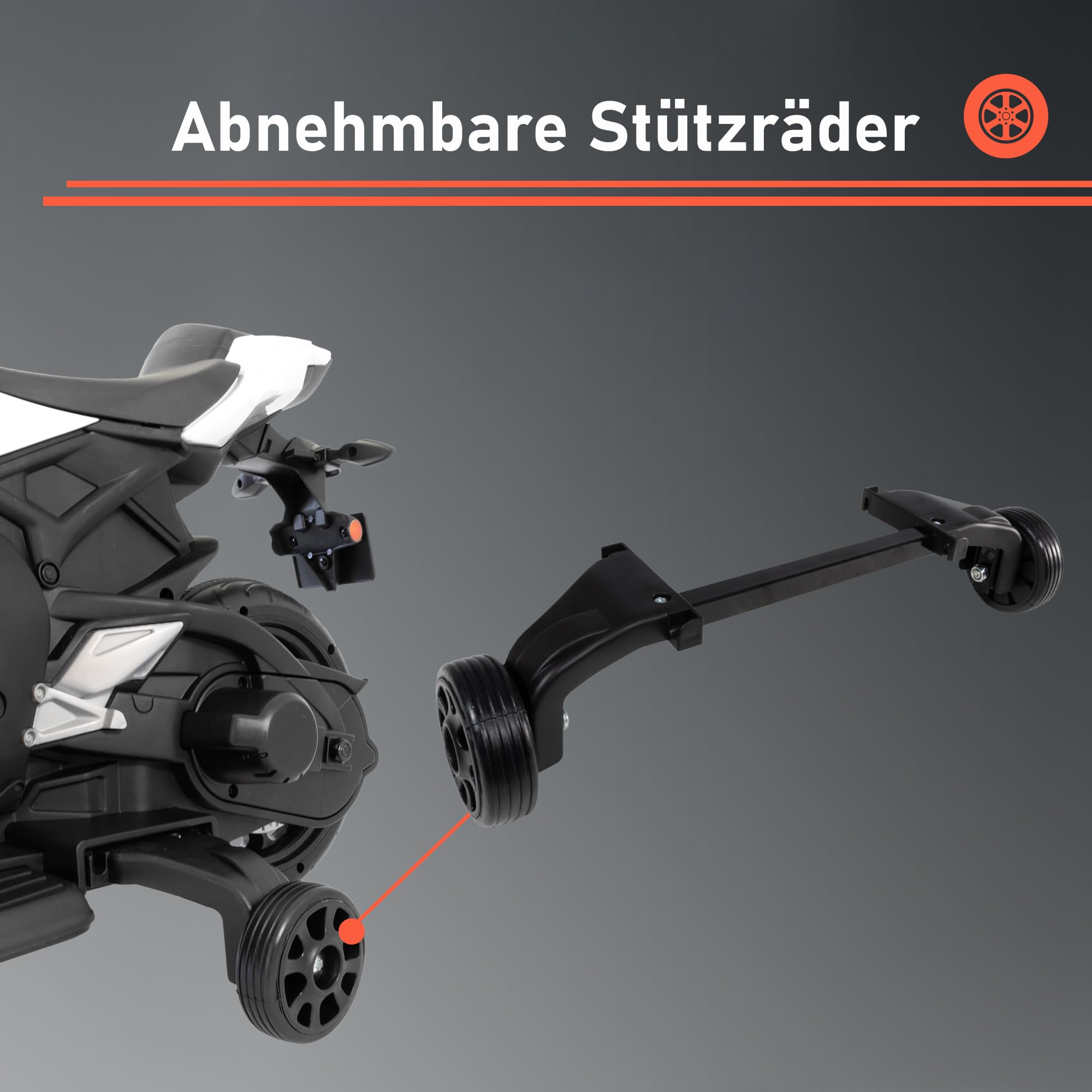 LEMODO Elektro-Motorrad mit Licht und Sound | Kindermotorrad mit abnehmbaren Stützrädern | Elektro Motorrad mit Vorwärts- und Rückwärtsgang | Elektromotorrad für Kinder