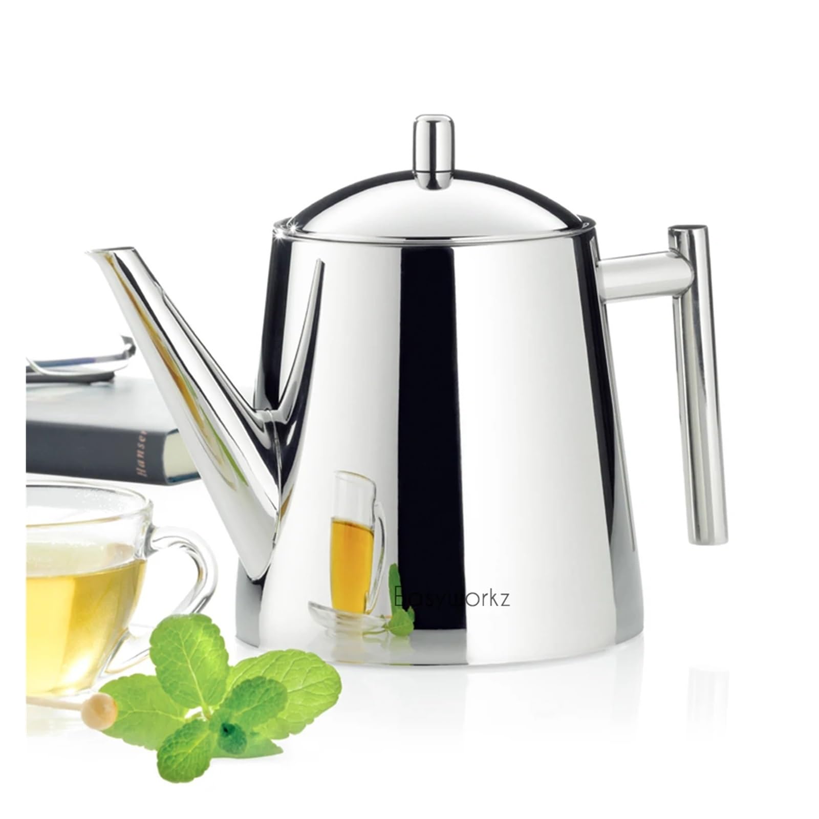 Teteras Tetera de acero inoxidable doble pared con infusor té extraíble, perfecta for preparar tu favorito(800ml)