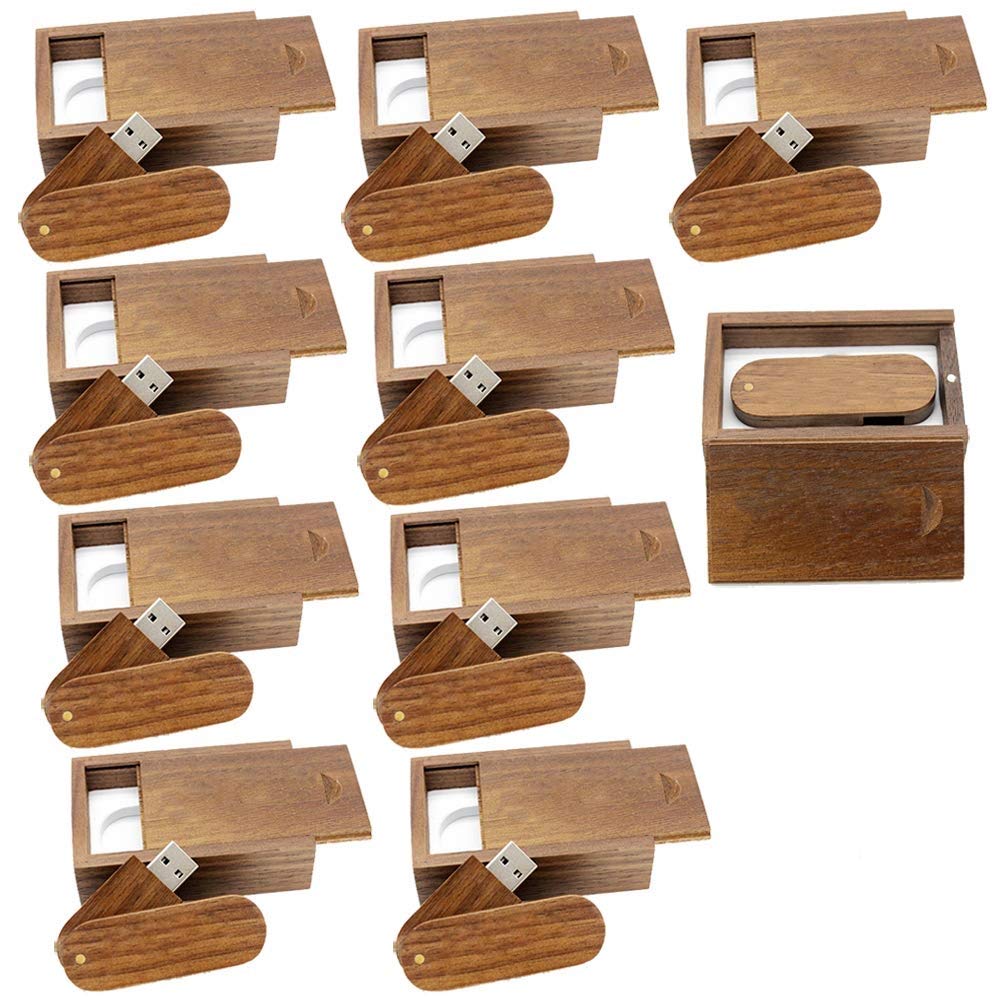 Memoria USB 3.0 Madera 16GB USB Stick 3.0 Flash Drives 10PCS USB 3.0 Pendrives con Caja de Madera para Negocios y Fotografía