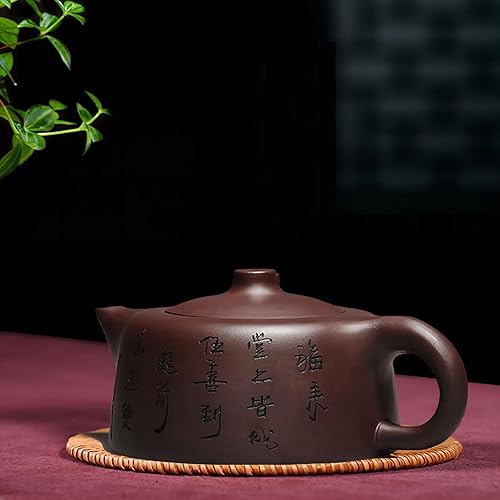Miniatura 4 de Zisha - Tetera de 10 onzas, tetera china genuina Yixing de arcilla morada, infusor de Kung Fu de grado alimenticio hecho a mano para hojas sueltas,